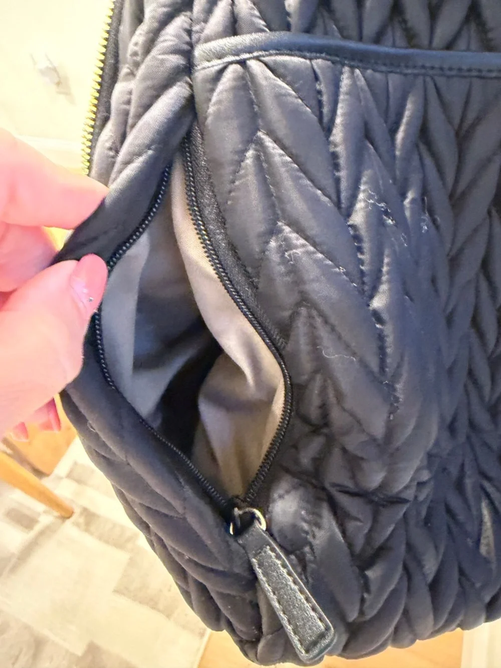 Happ Brand Paige Carryall Diaper Bag - Black Herringbone Quilted